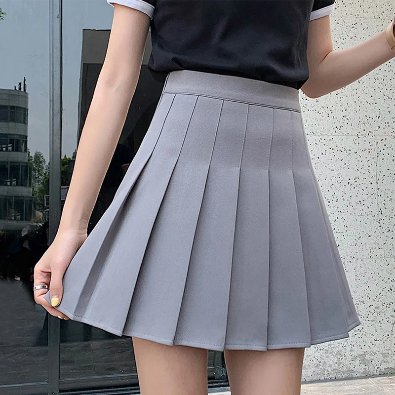 

2021 Spring Summer Korean Skirt Shorts Women High Waist Sexy Mini Skirt School Short Pleated Kawaii Japanese Solid Skirt Female