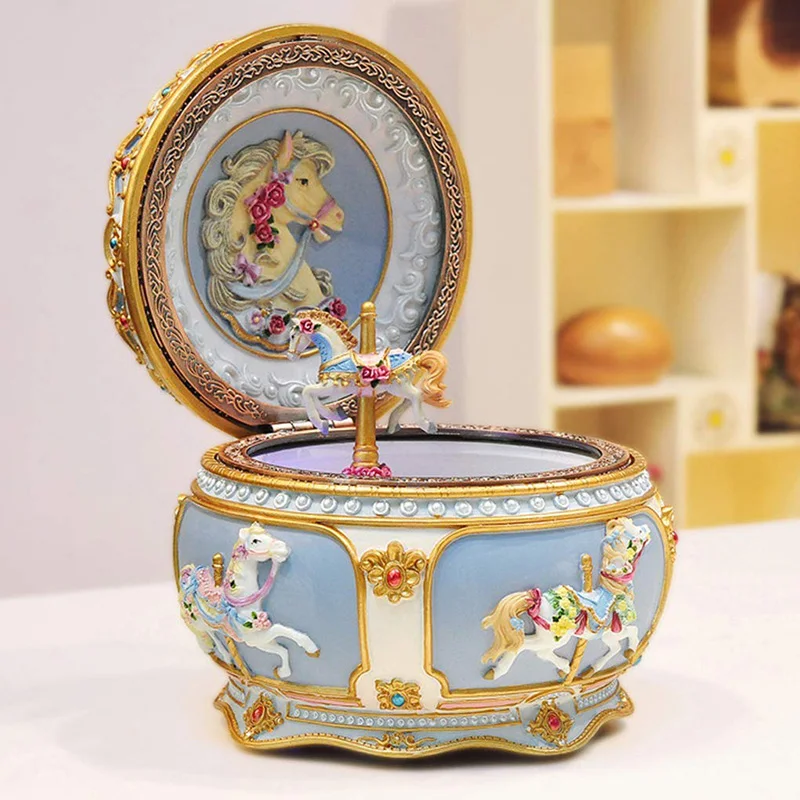 

Carousel Music Box with Sound Control LED Flash Lights Birthday Valentine's Day Gifts for Girl Friend Kids
