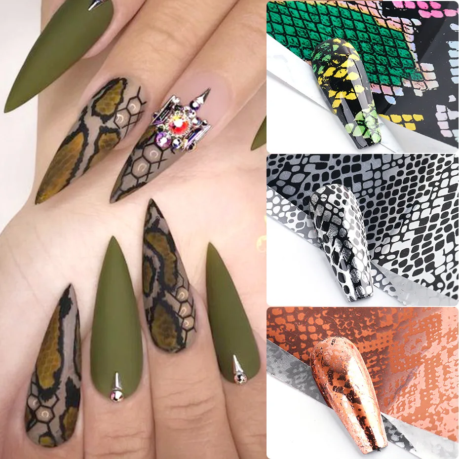 

10pcs Leopard Wild Animal Skin Nail Foil Sticker Snake Print Nail Art Transfer Slider Starry Sky Manicure Decoration Wrap