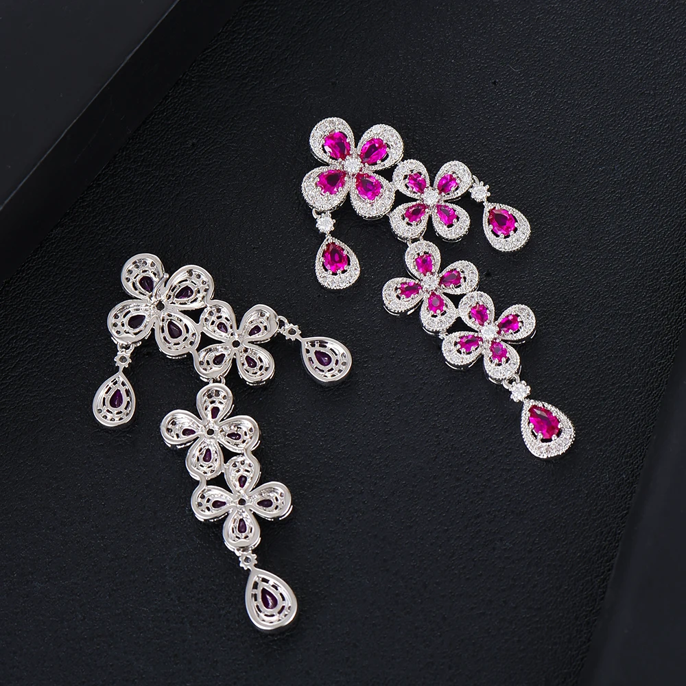 GODKI цветочные разноцветные серьги с фианитом для женщин свадебные кубическим