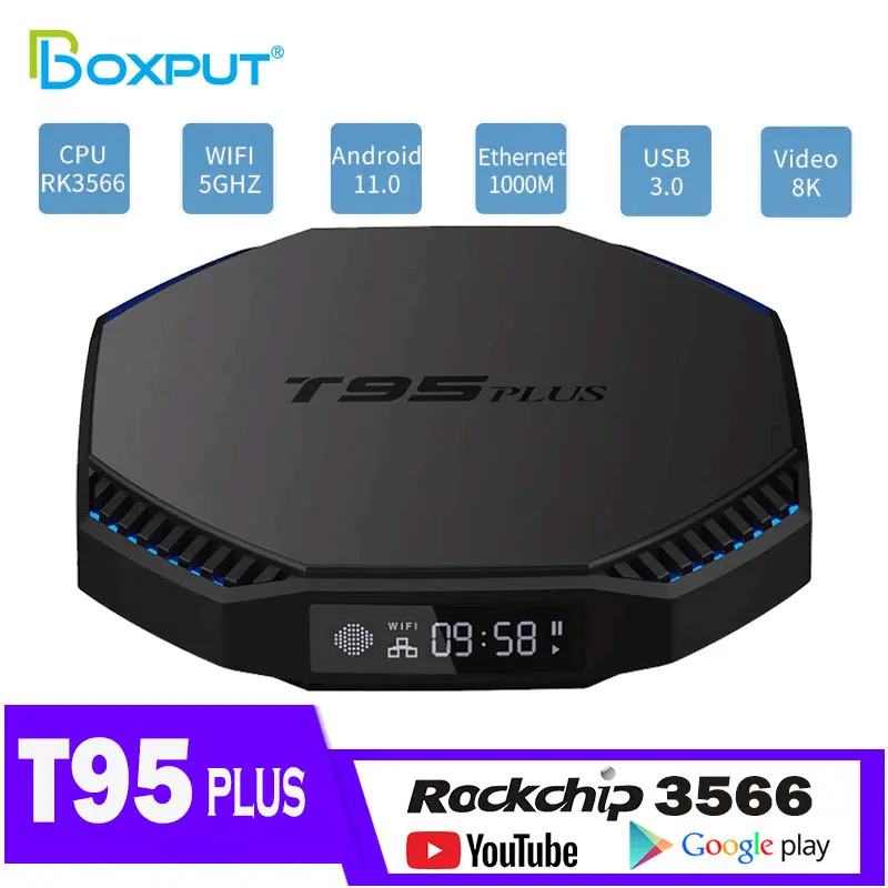 Caixa de tv Android Rockchip 2.4g 5g Duplo Wifi 8k 3d Tvbox Bt4.0 Usb 3.0 1000m Youtube Media Play T95 Conjunto Caixa Superior T95plus 11.0 Rk3566