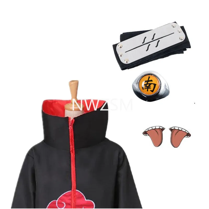 Аниме обезболивающие костюмы костюм Акацуки плащ повязка на голову кольцо набор
