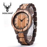 dodo deer fashion mens wooden watch quartz movement luxury wood timepieces oem private logo dress wristwatches man drop shipping