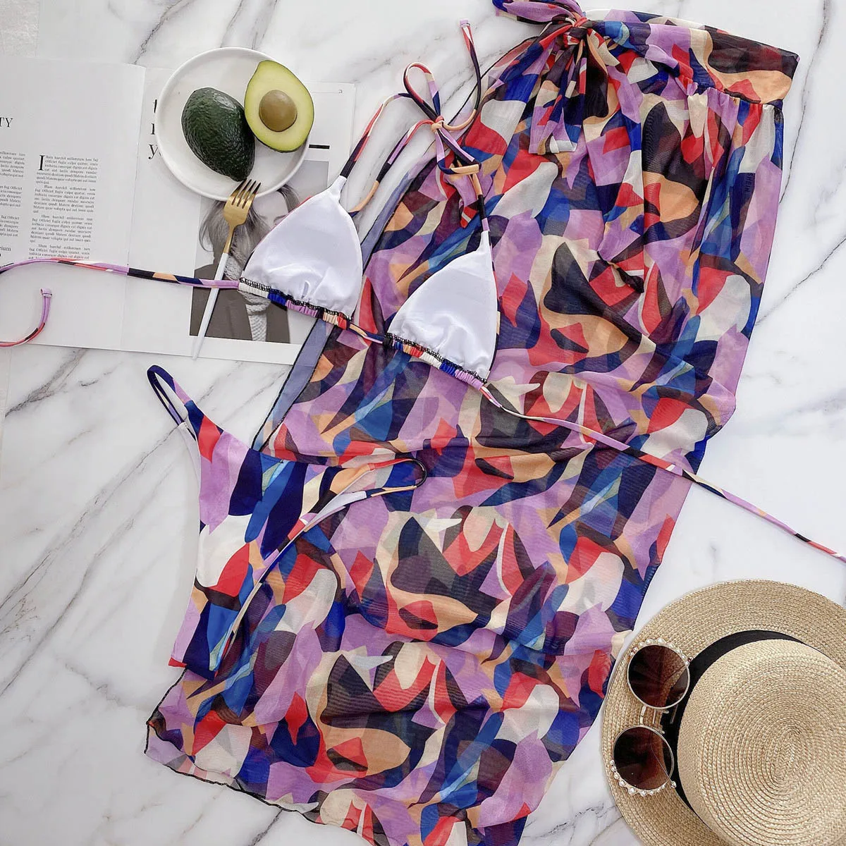 

Women Swimsuit Female 3 Packs Swimwear Sexy Bikini Cover Up Bikini Set Swimming Suits Micro Biquini Beachwear Bathing Suit Swim