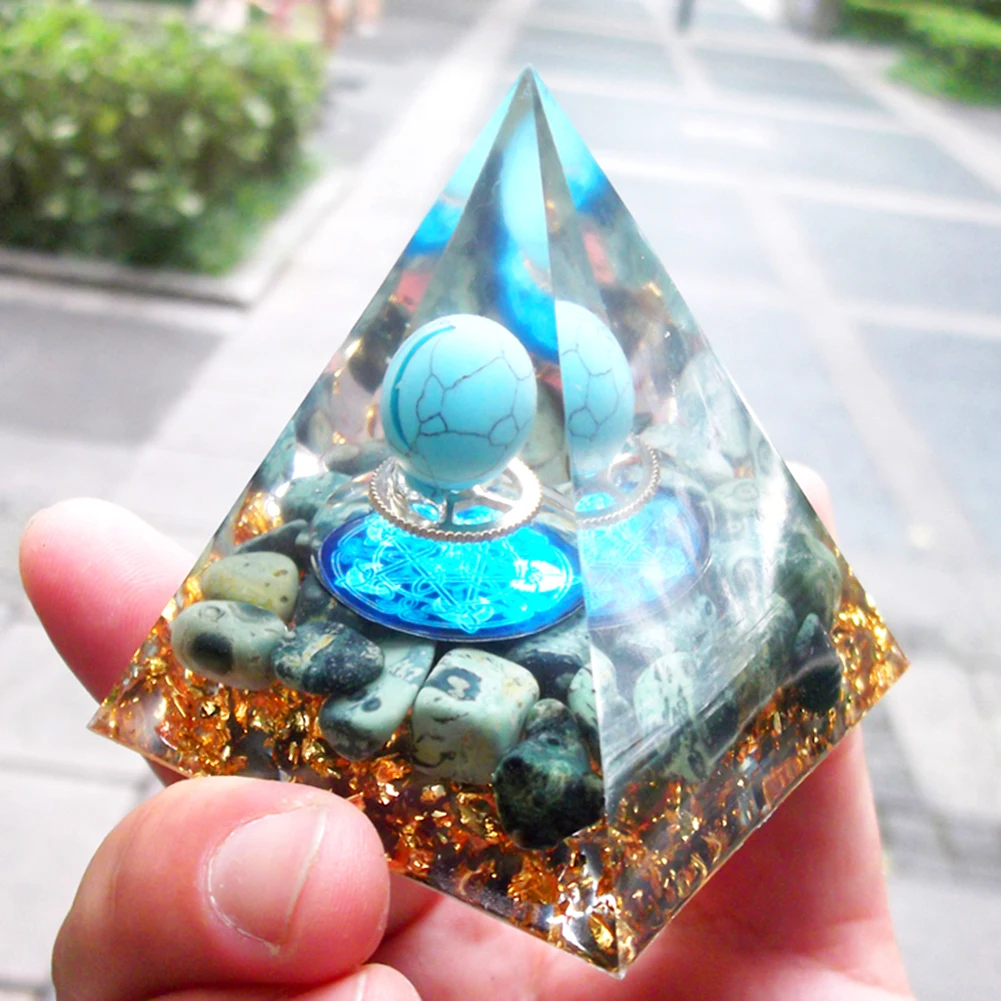 

Orgonite Pyramid Amethyst Peridot Chakra Healing Crystal Energy Generator Pyramid Symbolizes Lucky Gather Fortune Gift