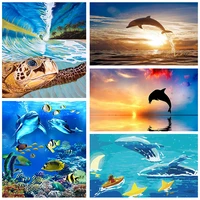 diy paints by numbers dolphin ocean animals 50x40cm art picture coloring decorative canvas wall artcraft oil painting by numbers