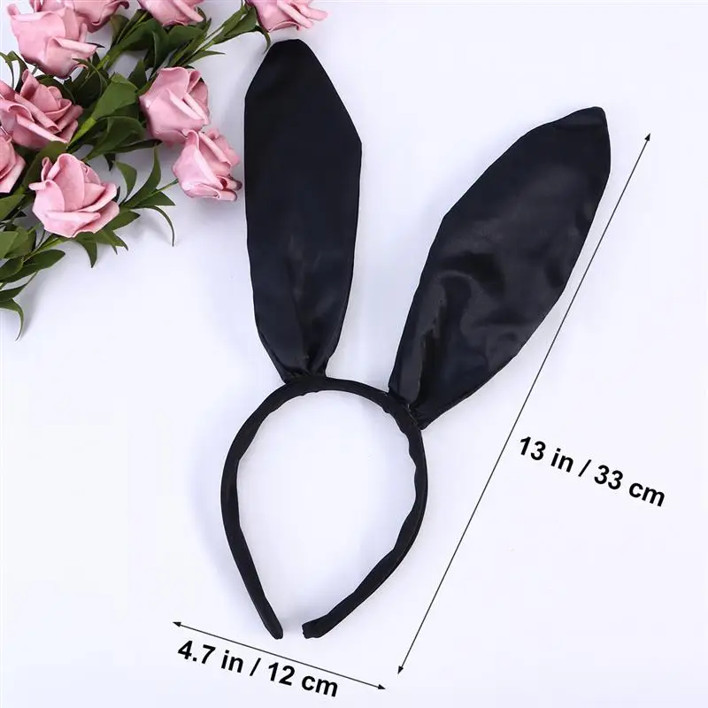 

20cm Easter Sweet Sexy Bunny Ears Headband Rabbit Ear Hair Band for Party Cosplay Costume Accessory (Black)