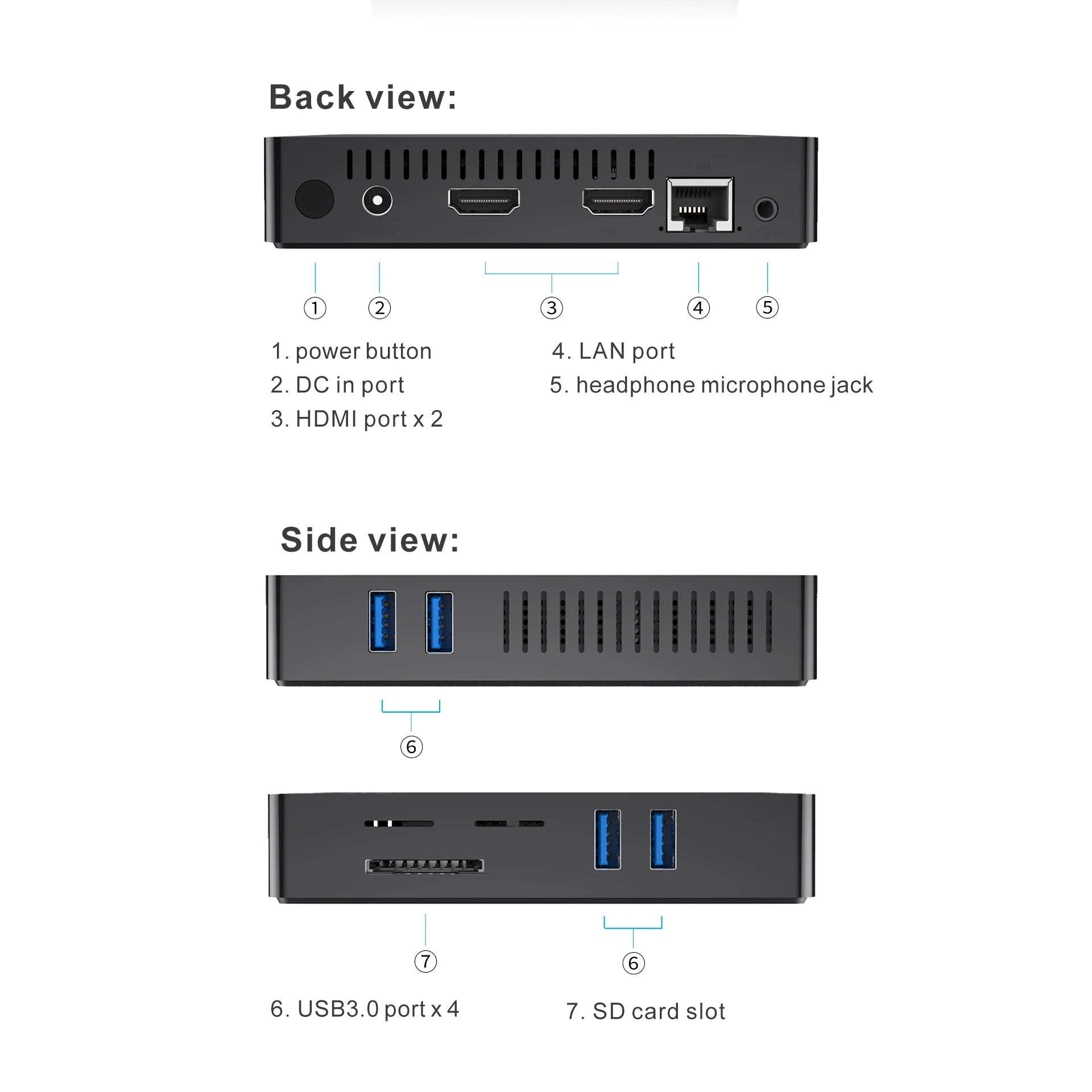 Мини-ПК MII Win10 In-tel Apollo Lake J4205 tv Box Mini PC dual wifi 8G 128G/256 GB/512 GB HD1.4 BT телеприставка HD graphics 500