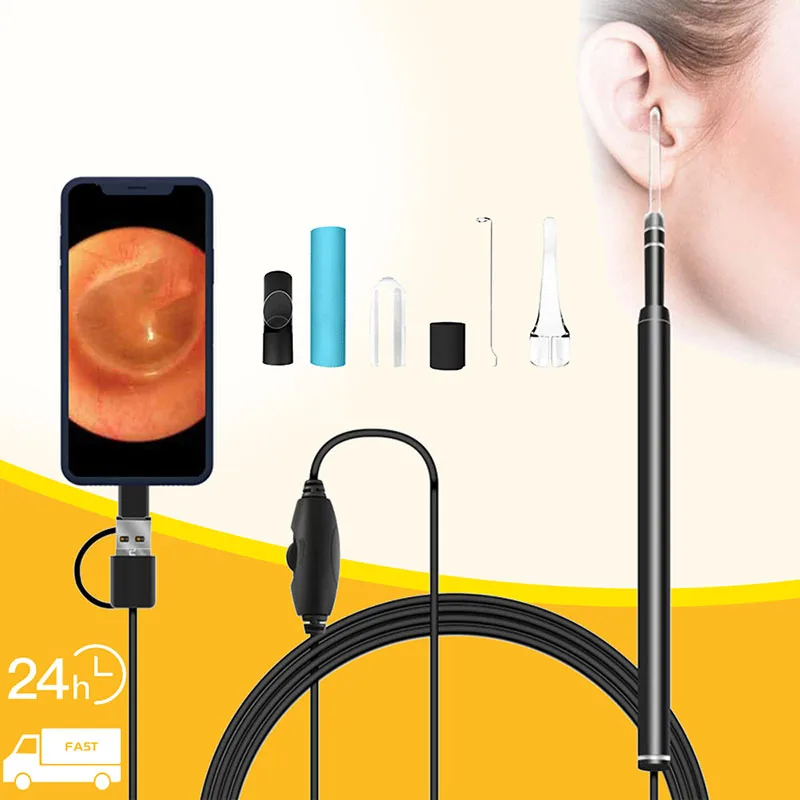 

5.5mm Endoscope Ear Cleaning Waterproof Wax Removal HD Visual Ear Spoon Camera 3 in1 USB Android PC Ear Picker Tool Health