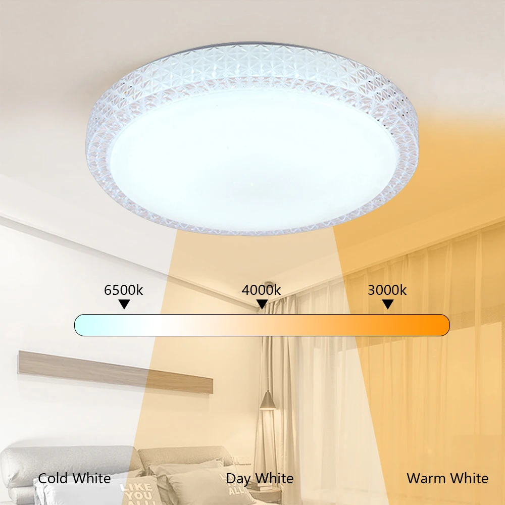 

VIPMOON Modern Surface Flush Mount LED White Light Round Ceiling Lights 48W 24W for Kitchen Bedroom Livingroom Bathroom