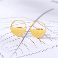 stainless steel golden stud earrings hollow semicircle geometric earrings base connectors for earrings jewelry accessories