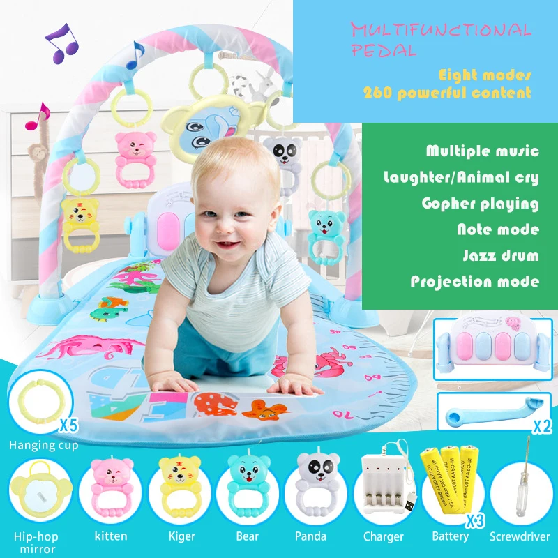 Игровой коврик детский для ползания музыкальный погремушка пазл обучающая