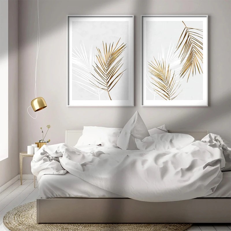 Постеры и печатные картины на холсте с изображением золотых листьев в