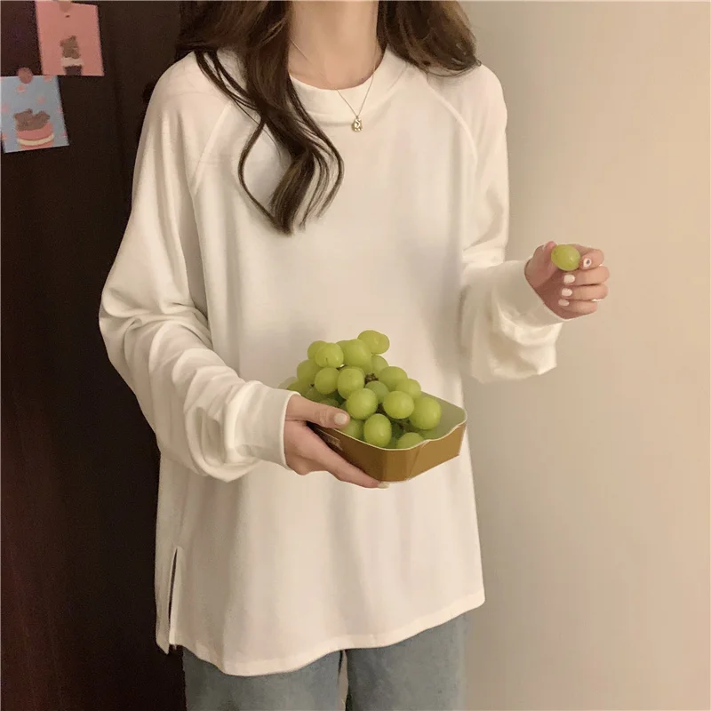 

Новая удобная футболка в Корейском стиле с круглым вырезом и длинным рукавом