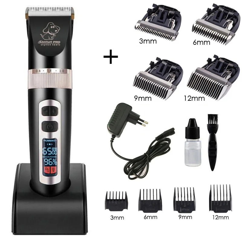 add 4pcs blade BAORUN P9, профессиональная машинка для стрижки кошек и собак, машинка для стрижки волос с ЖК-дисплеем, электробритва, машинка для стрижки собак - Цвет: add 4pcs blade