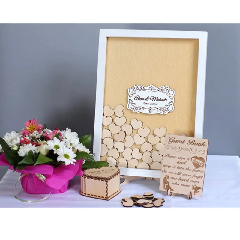 Индивидуальные имена дата-книга для гостей Альтернативная коробка сердец