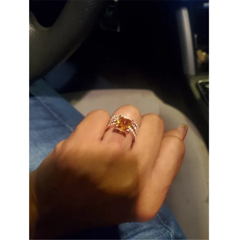 Женские свадебные кольца CC роскошное обручальное кольцо цвета розового золота с