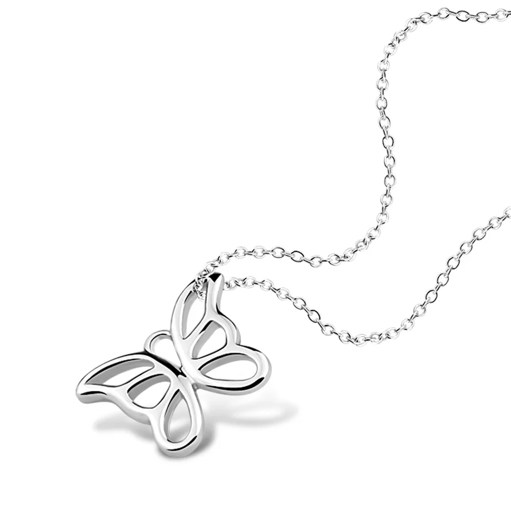 

Trendy Women Jewelry Cute Butterfly 925 sterling silver Necklace Silver Choker Necklace Pendant On Neck Accessories 2021