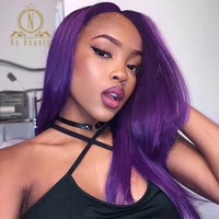 Violet Purple Color Wig HD Transparent Lace Human Hair Wigs T Part lace Wig for Black Women Pre Plucked Remy Na Beauty 180%