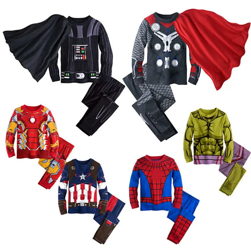 

Boys Spring Autumn Clothing Sets T-Shirt with Cape Cartoon Long Sleeve Children Suit Can Home Wear