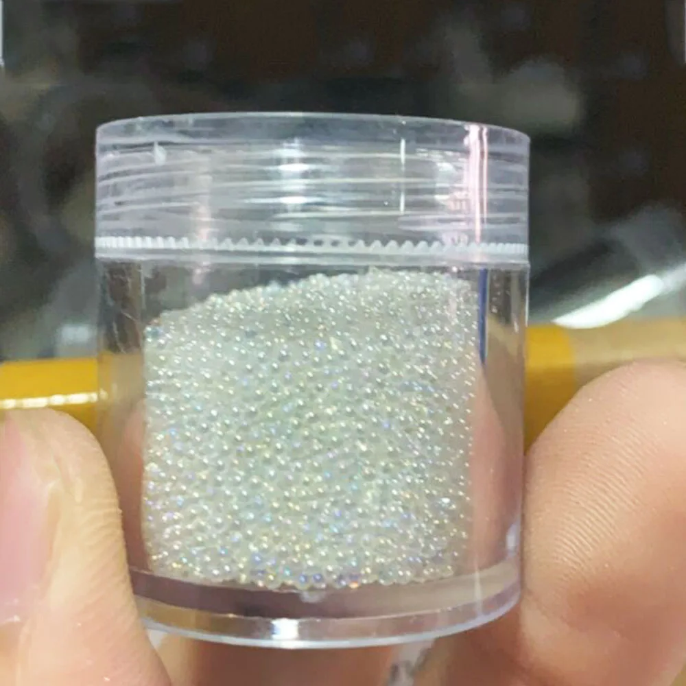 

10g/bottle Caviar Beads Nail Decoration Clear+AB Shiny Glass Crystal Rhinestone Mini Bead No Hole 0.6/1/1.5/2mm 3D Micro Ball#1