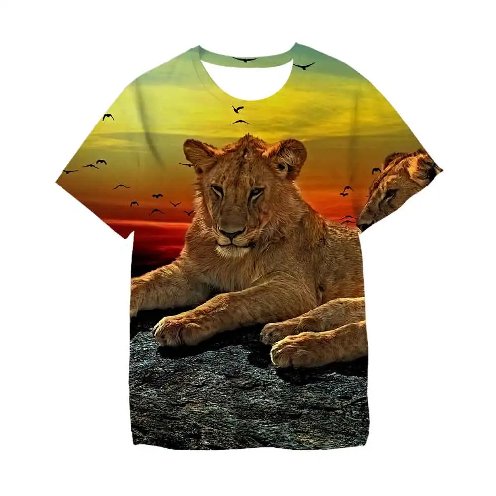 

2021 New Boys T Shirt Summer 3D Printed Tiger Kids Funny Harajuku Fashion Top Boys & Girls Super Cool Animal Tee tops4-14T