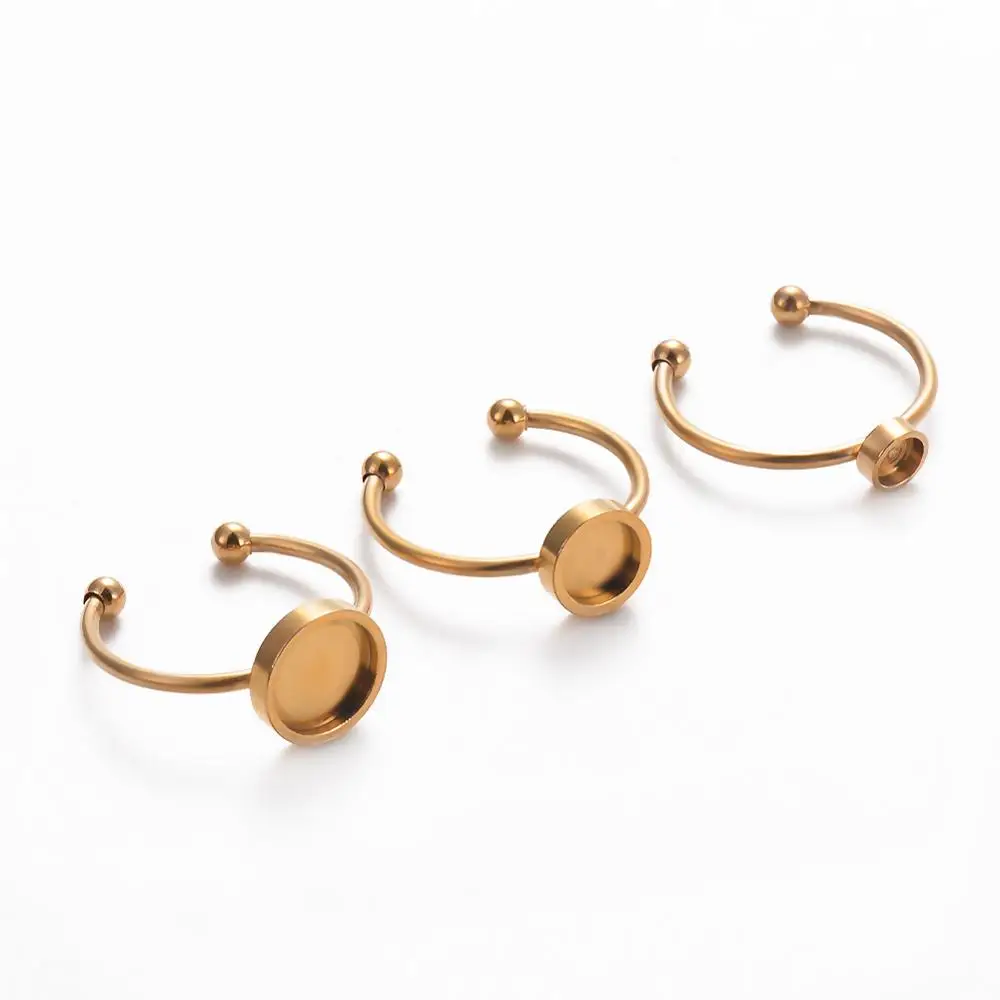 10 шт. без выцветания нержавеющая сталь золото регулируемые кольца пустые/Базовые