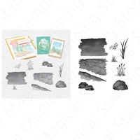 oceanfront pattern metal cutting dies and clear stamps for diary decoration making greeting card scrapbooking 2022 new arrival