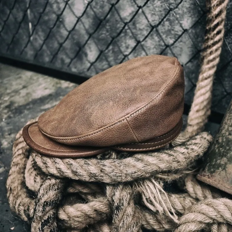 Роскошная натуральная кожа для влюбленных в стиле панк военная шапка Casquette берет