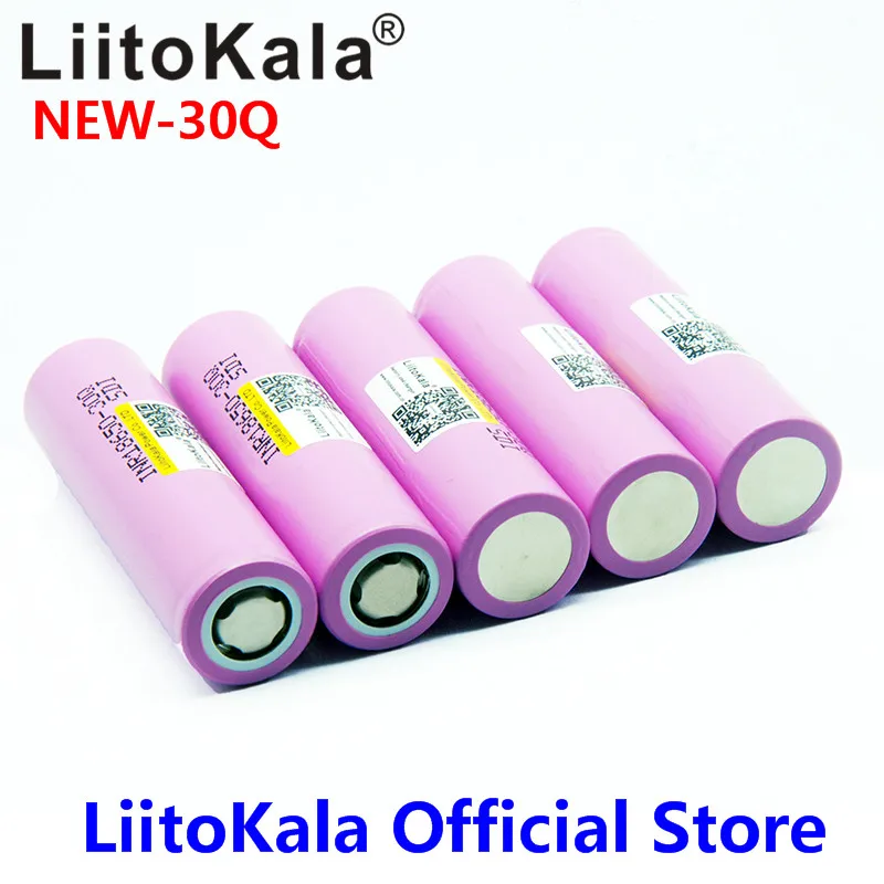 

LiitoKala 100% original New INR18650 battery 3.7V 18650 3000mAh INR18650 30Q li-ion Rechargeable Batteries