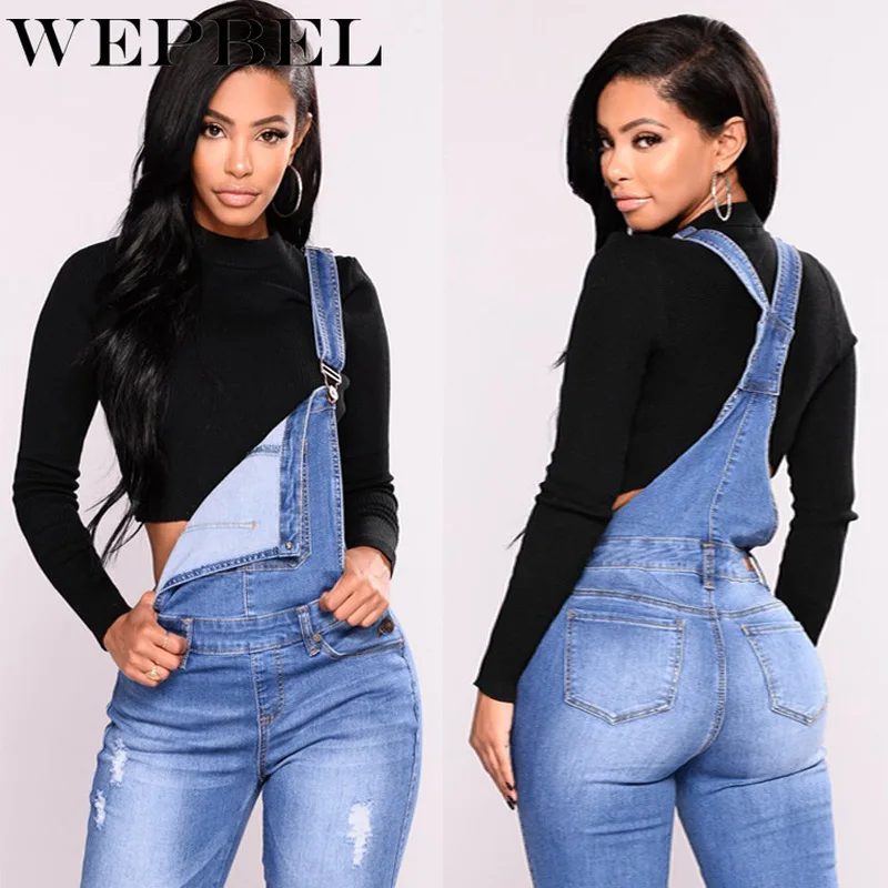 

WEPBEL Women's Jumpsuit Overalls Denim Strap Harem Jeans Pants Slim Fit Trousers For Girls