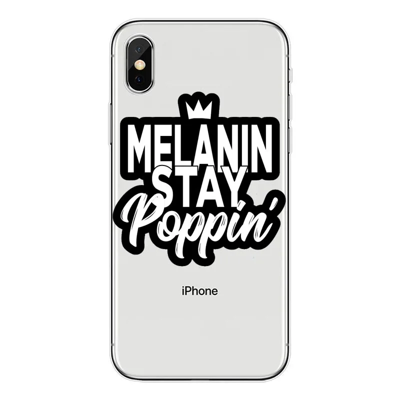 Melanin Poppin Queen Phone Case For iPhone 7 5S SE 6s 8Plus Art Black Girl Magic rock Soft TPU Silicone Cover Xs | Мобильные