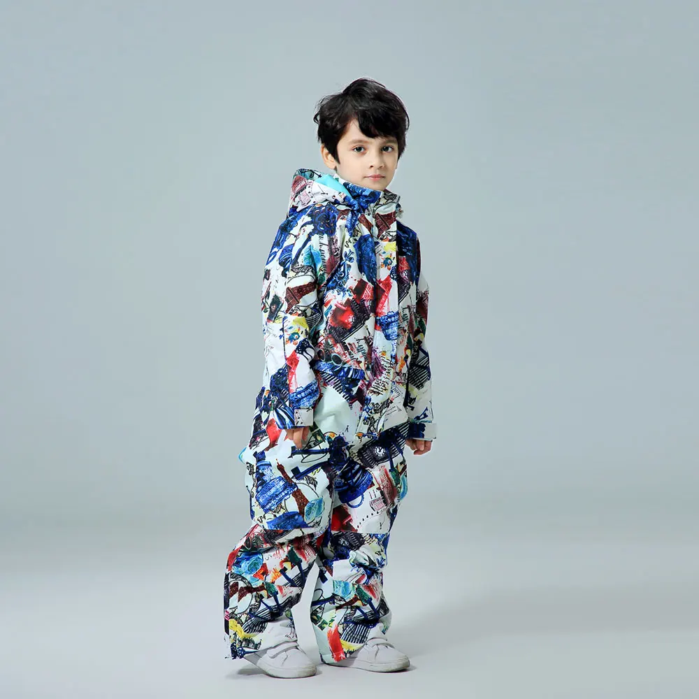 Детский зимний костюм для мальчиков комплект сноуборда водонепроницаемая