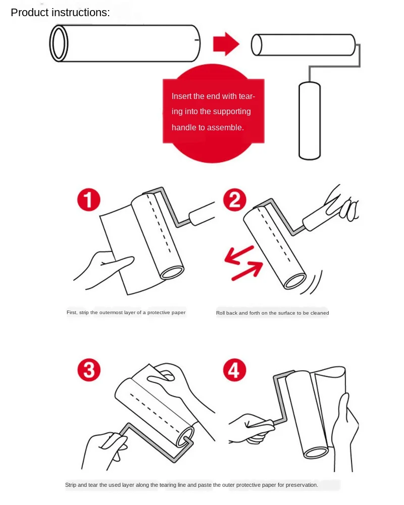 

Paper Roll Clothes Hair Remover Sticky Hair Roller Sticky Paper Clothing Dusting Sticky Hair Roller Brush