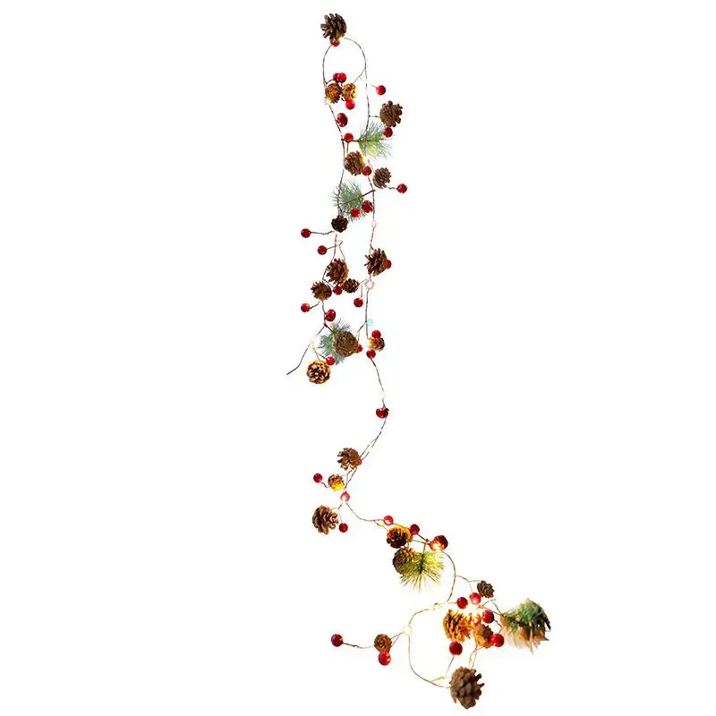 2 м 20 светодиодов шишки сосновая игла красная ягода медная проволока светильник