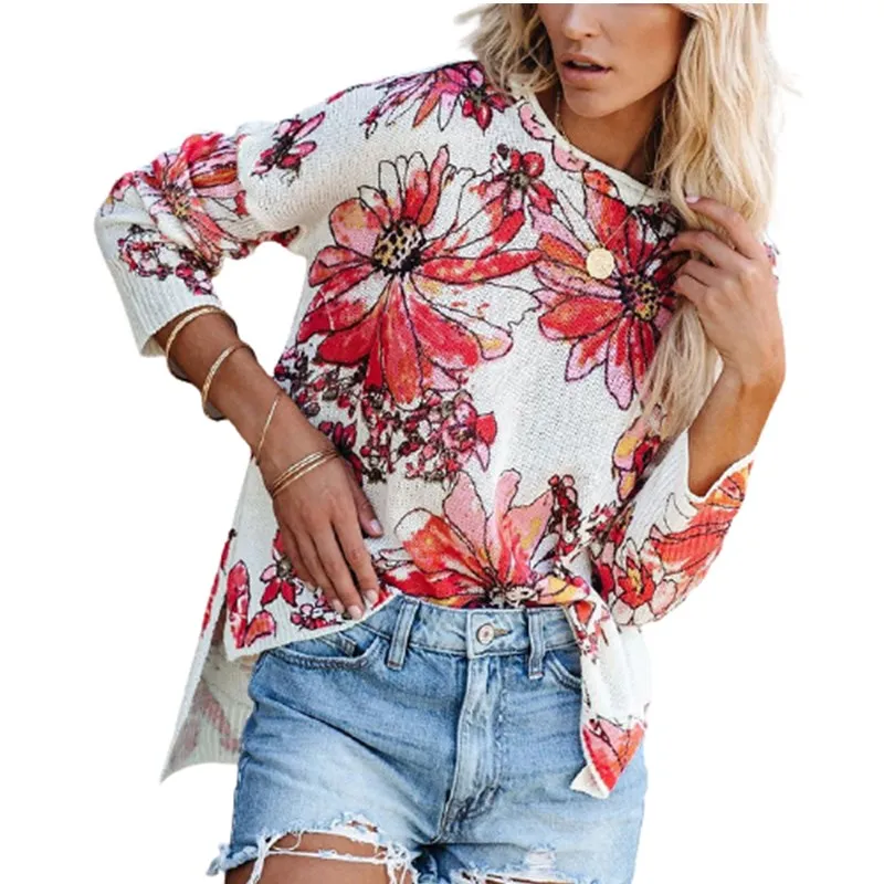 

Новинка 2020, Женский трикотажный пуловер с круглым вырезом, Модный повседневный удобный трикотажный пуловер с принтом, свитер, женская одежд...