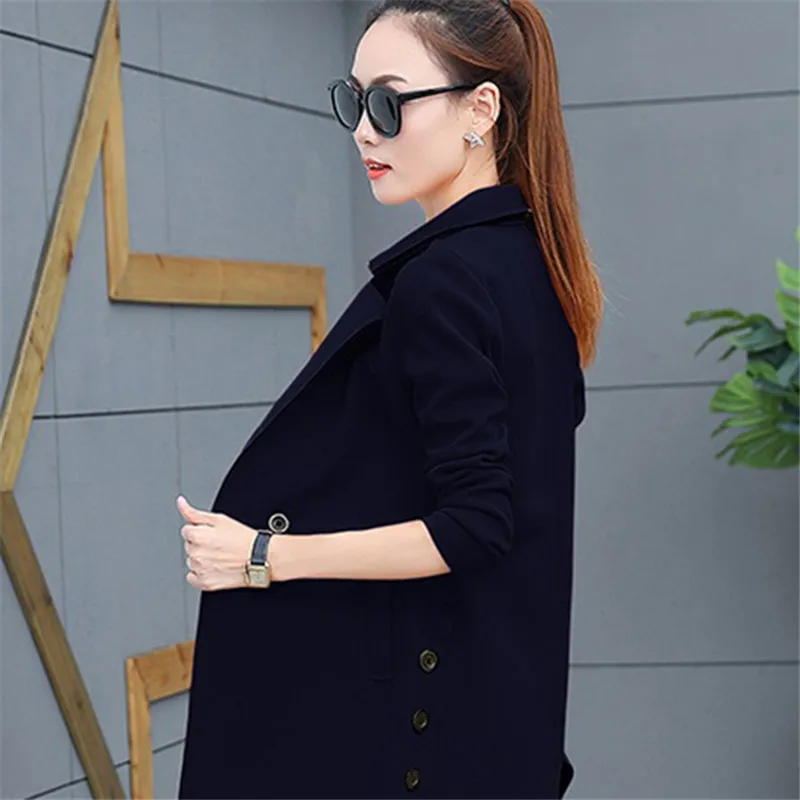 Тренчкот женский средней длины свободная ветровка с воротником однотонная