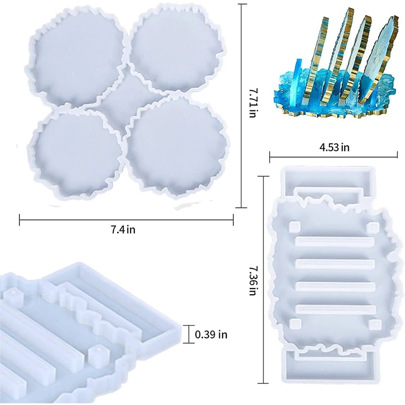 Coaster Resin Mold Kit Stand Storage Molds Silicone DIY for Epoxy Casting Coasters Home | Дом и сад