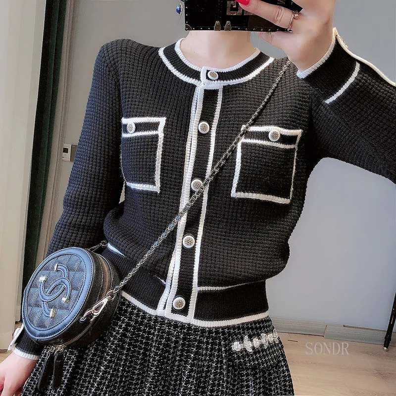 Женский однобортный вязаный кардиган подиумный розовый укороченный топ с