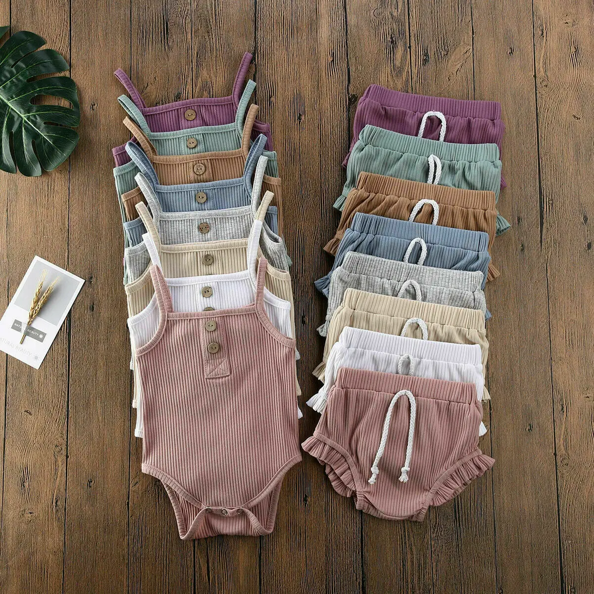 

US 2PCS Summer Newborn Kid Baby Girls Clothes Knitted Crop Tops + Shorts Outfits