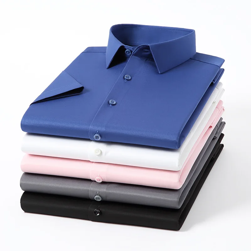 

High-End Shirt Men's Short-Sleeved Spring and Summer Korean Style Leisure Iron-Free Anti-Wrinkle Sweat-Absorbent Breathable