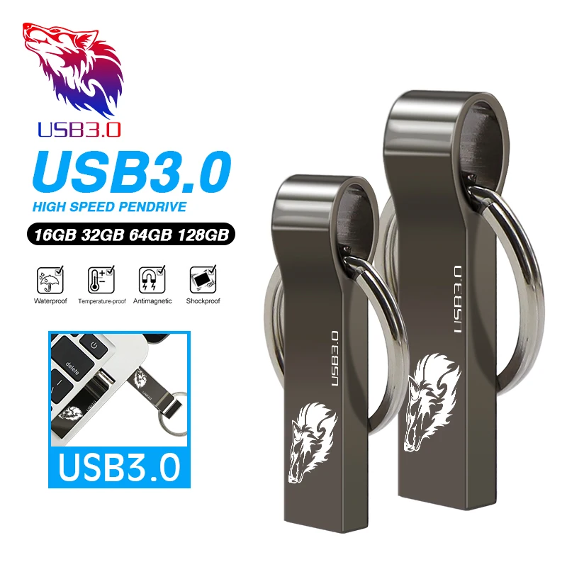 Высокое качество 128 ГБ Флешка металлическая USB флешка 3 0 8 16 32 64 Гб Кле usb карта