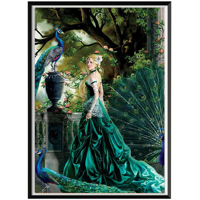 

Diy Diamond Painting Cross Stitch Romantic girl Round Rhinestone Diamond Embroidery Animals Diamond Picture