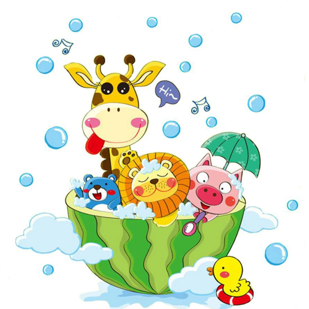 Забавные Животные друзья вечерние виниловые наклейки на стену для детской