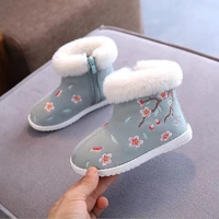 winter baby girls boots toddler snow boots children shoes plus velvet cotton embroidered boots princess non slip girl snow shoes
