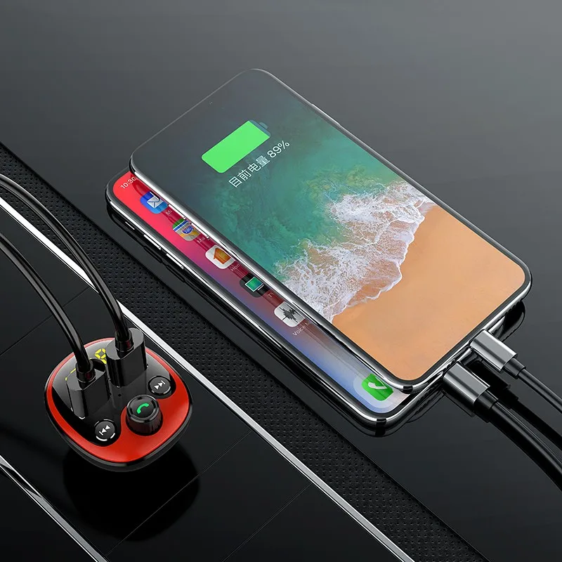 BT21 Car FM Transmitter Bluetooth MP3 Player Stereo AUX Dual USB Quick Charge Handsfree Calling TF Card U Disk Radio Modulator | Автомобили