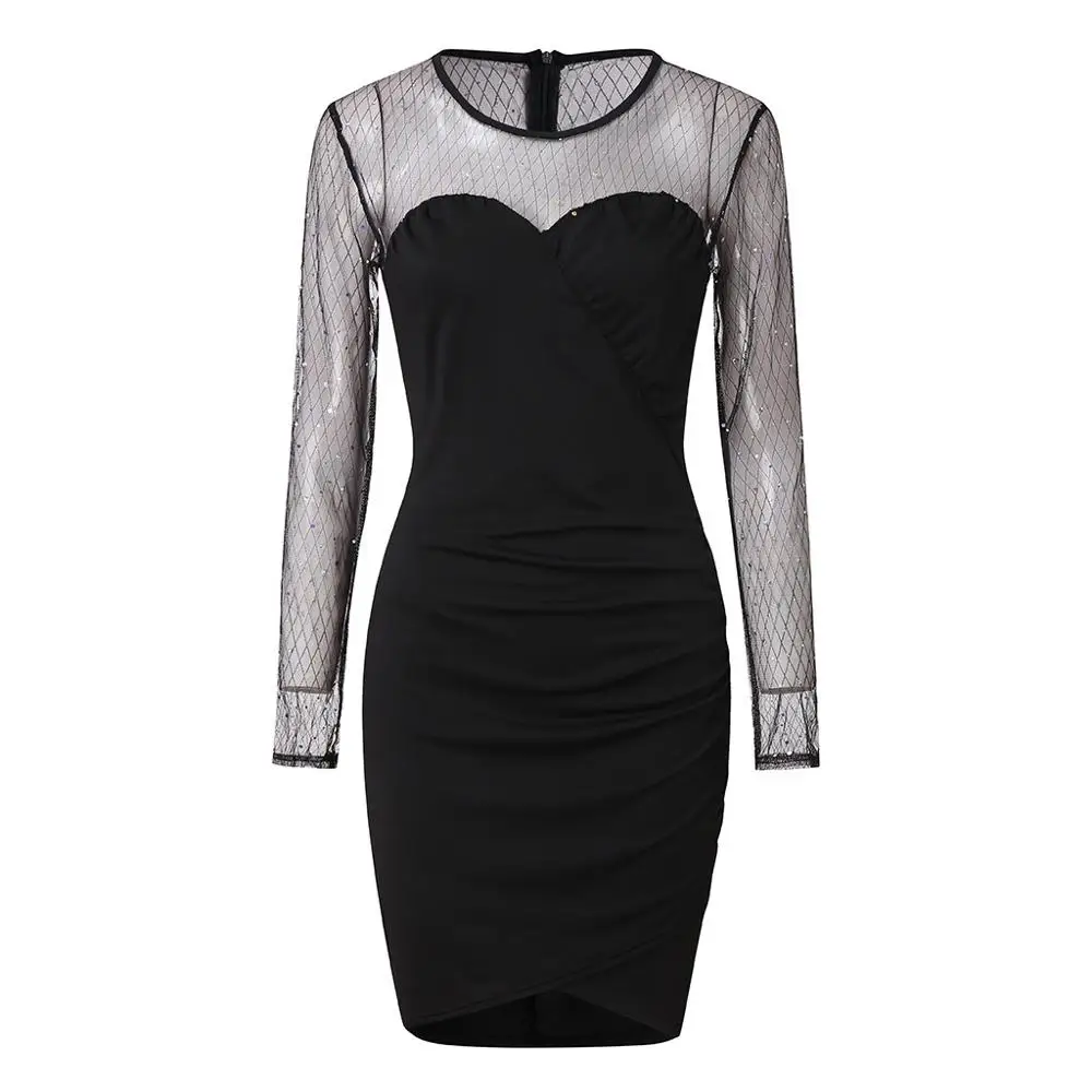 Черное классическое мини платье летнее для ночного клуба Дамское модное