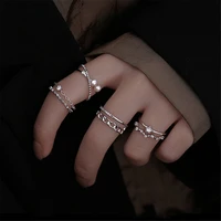 punk metal geometry circular punk zircon rings opening index finger accessories buckle joint tail ring for women jewelry gifts