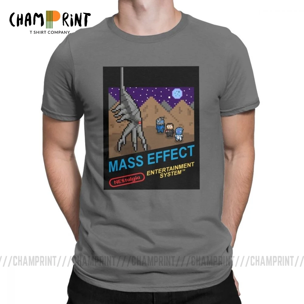 Нестальгия Mass Effect футболки для мужчин Винтаж Чистый хлопок Футболка вырез