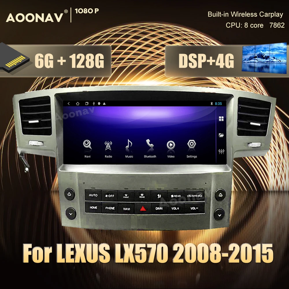 

Автомобильная магнитола 128G 2 din Android для LEXUS LX570 2008-2015, автомобильная магнитола, мультимедийный стереоприемник, головное устройство